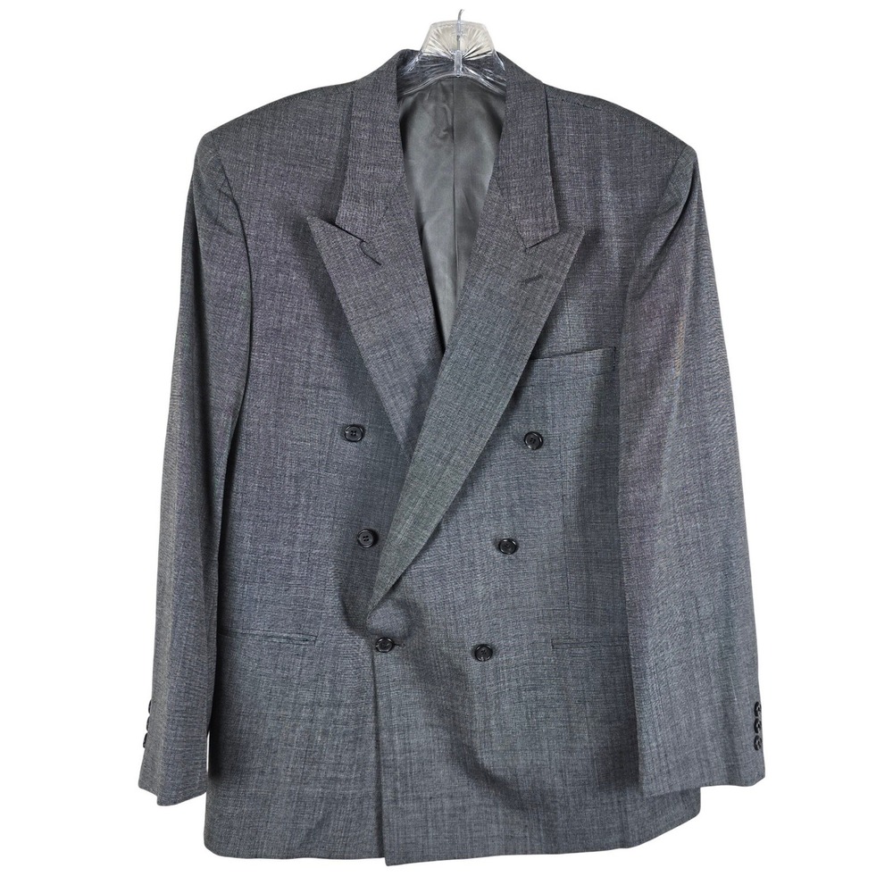 Givenchy‎ Monsieur Vintage Double-Breasted Blazer - Gray Micro-Check